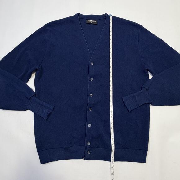 Jantzen Cardigan Sweater Mens Tall XL Blue V Neck Knit Grandpa Dad Cobain USA - Picture 4 of 9